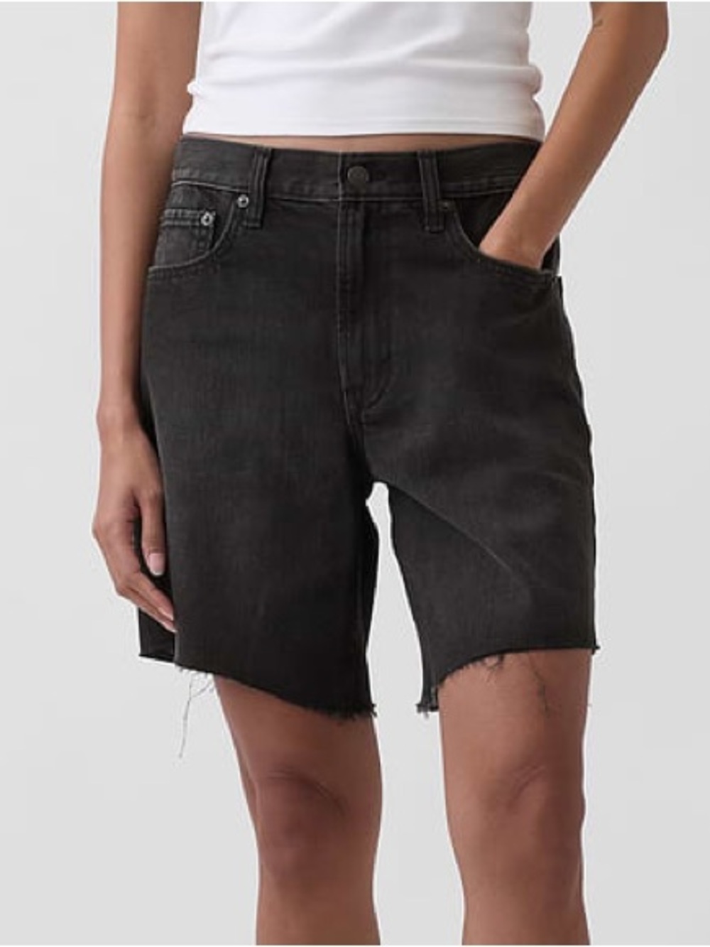 NWT 8" 90’s Mid Rise Loose black Denim Bermuda Shorts size 28 regular - Picture 3 of 11